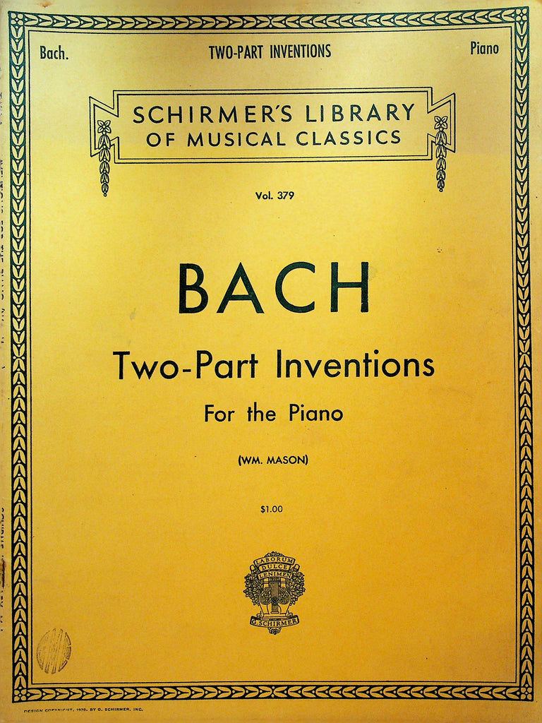 Bach Two-Part Inventions for the Piano Schirmer's Library #379