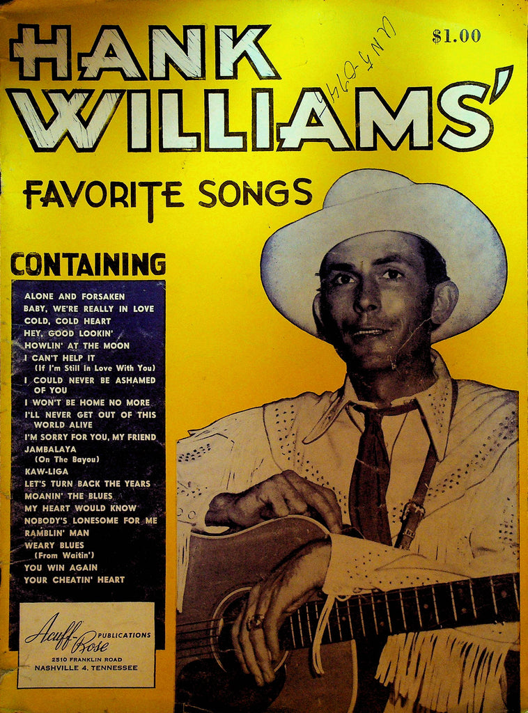 Hank Williams Favorite Songs Songbook