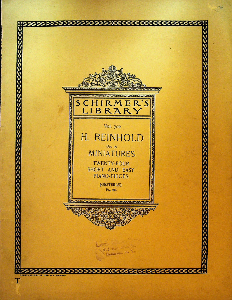 H Reinhold Op 39 Miniatures Songbook