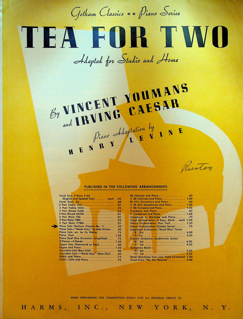 Gotham Classics Piano Solo Sheet Music Tea for Two