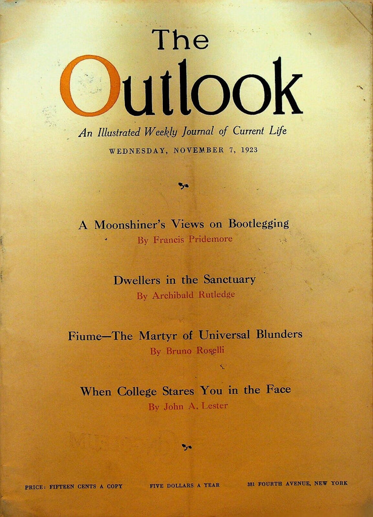 Outlook Magazine November 7 1923 Lloyd George Bootlegging Prohibition