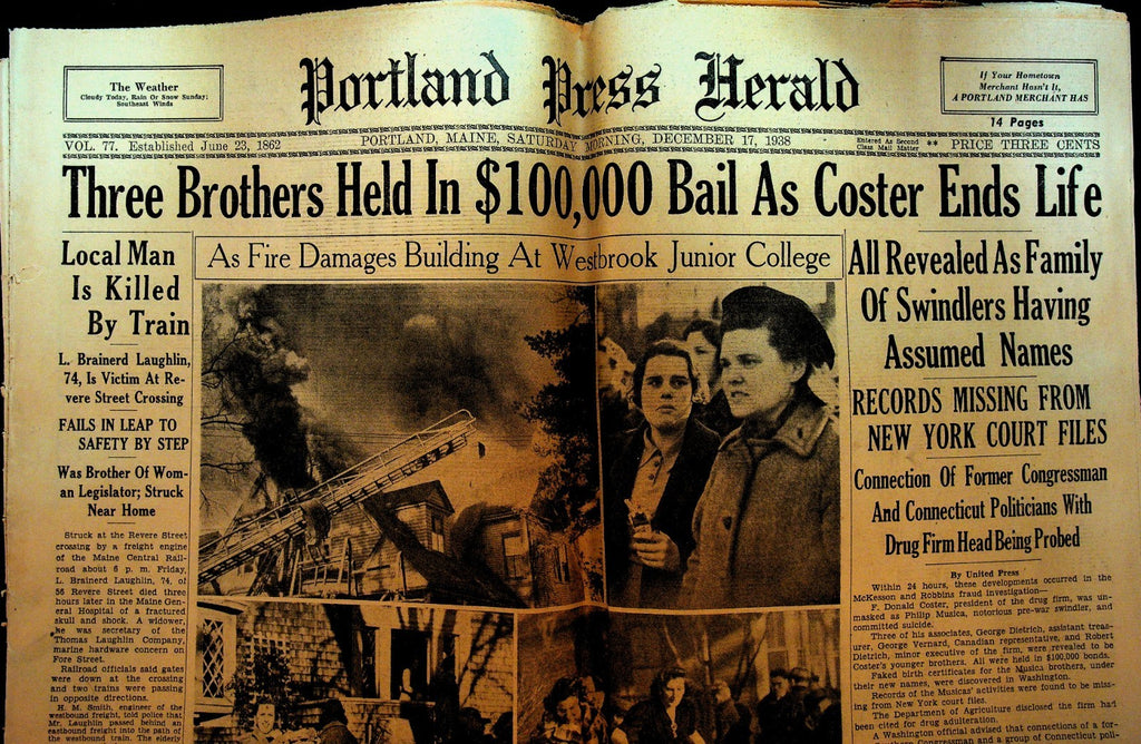 Portland Maine Press Herald Newspaper December 17 1938 Westbrook Junior College0