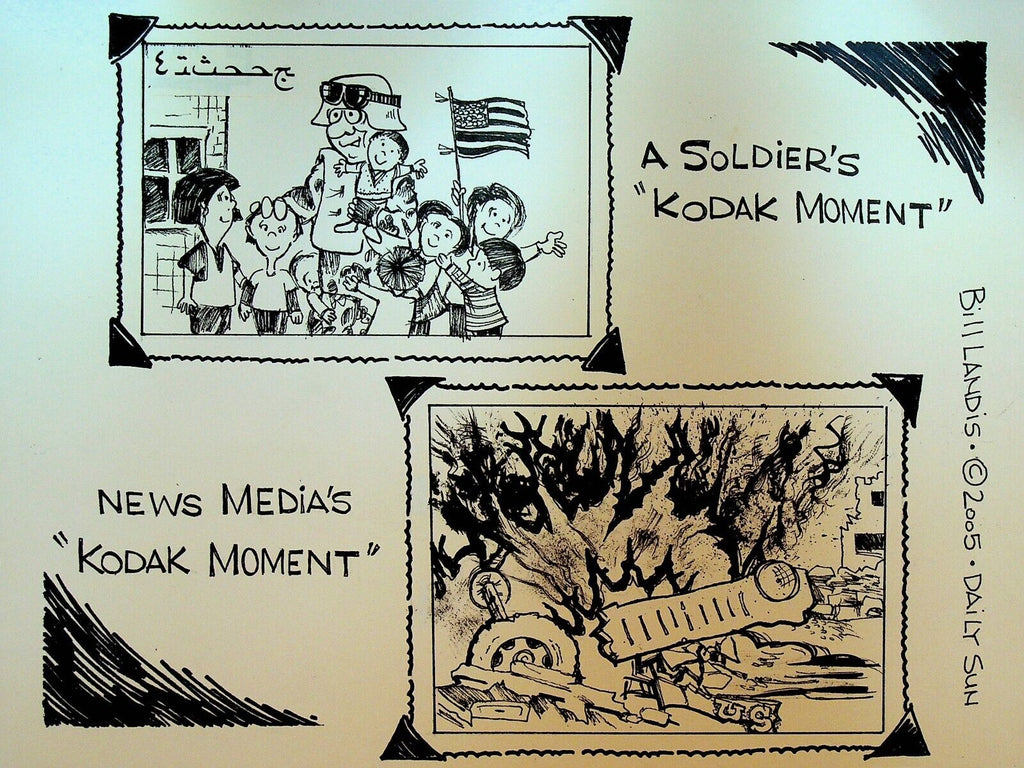 Bill Landis Original Cartoon Art The Villages Daily Sun 2005 Soldiers