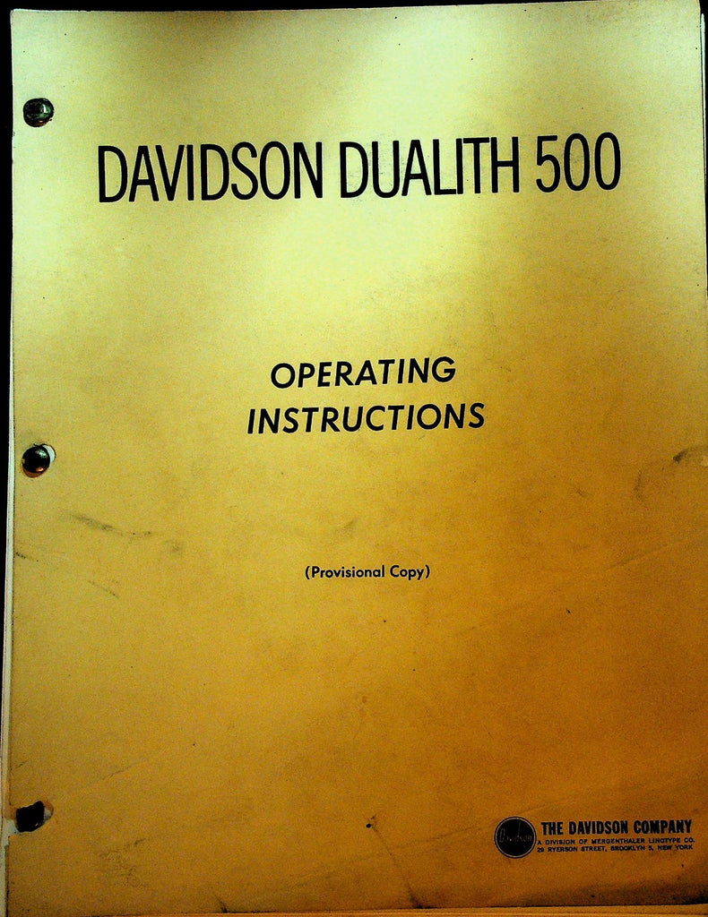 Davidson Dualith 500 Operating Instructions Provisional Copy0