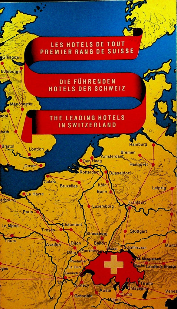 The Leading Hotels in Switzerland Map Brochure 1960s0