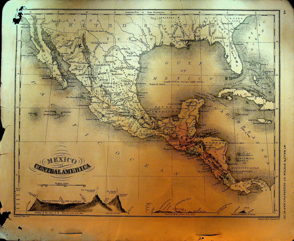 McNally's System of Geography 1860s Map 20 Mexico & Central America0