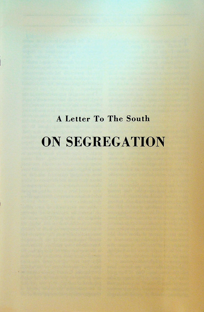 A Letter to the South on Segregation 1965 Booklet0