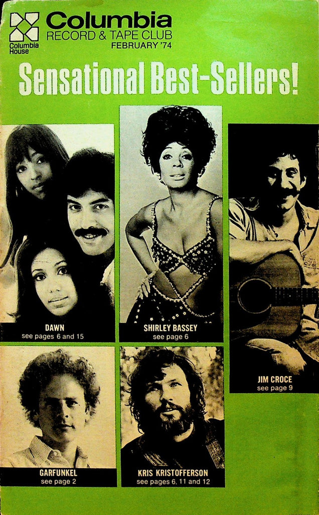 Columbia Record & Tape Club Catalog February 1974 Jim Croce Shirley Bassey Dawn0