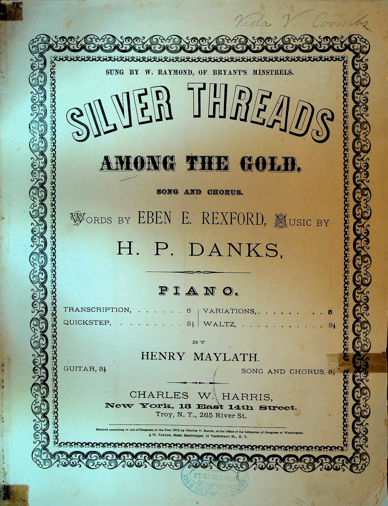 Silver Threads Among the Gold Sheet Music 1873 HP Danks0