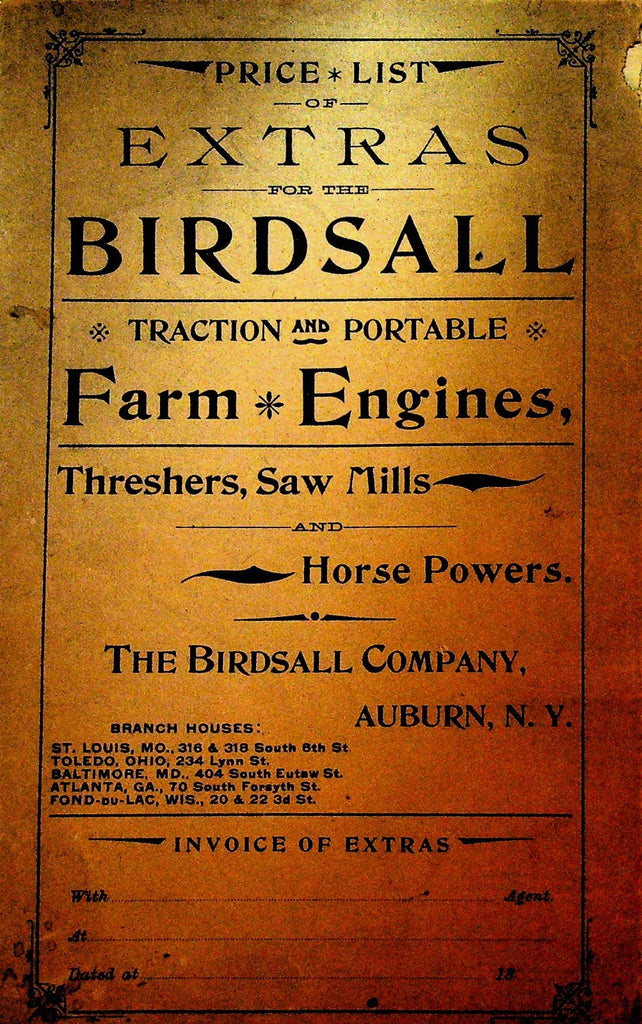 Birdsall Company Price List Traction Portable Farm Engines Auburn NY 18930