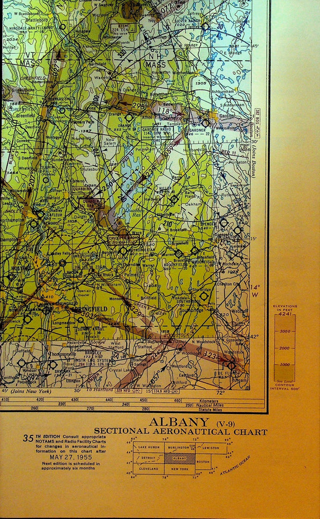 Albany NY Sectional Aeronautical Chart Map May 27 19550