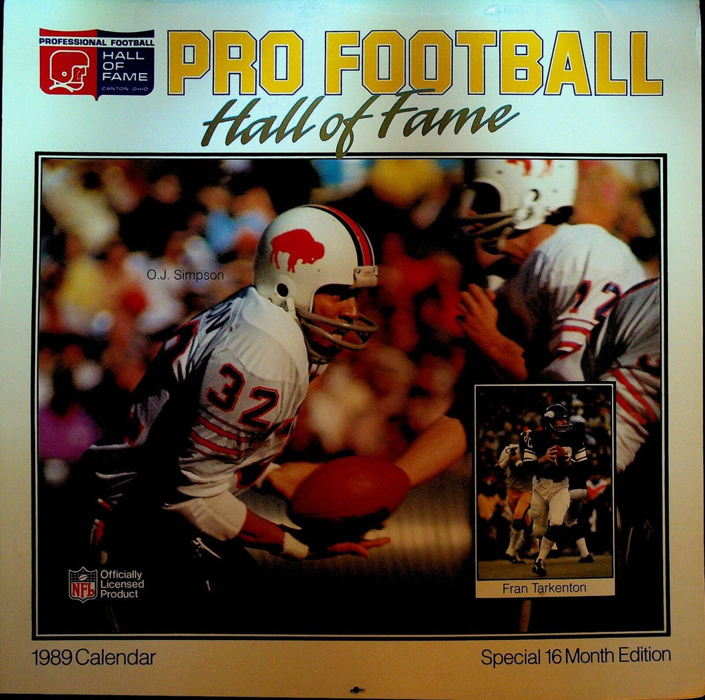Pro Football Hall of Fame Calendar 1989 OJ Simpson Fran Tarkenton Joe Namath