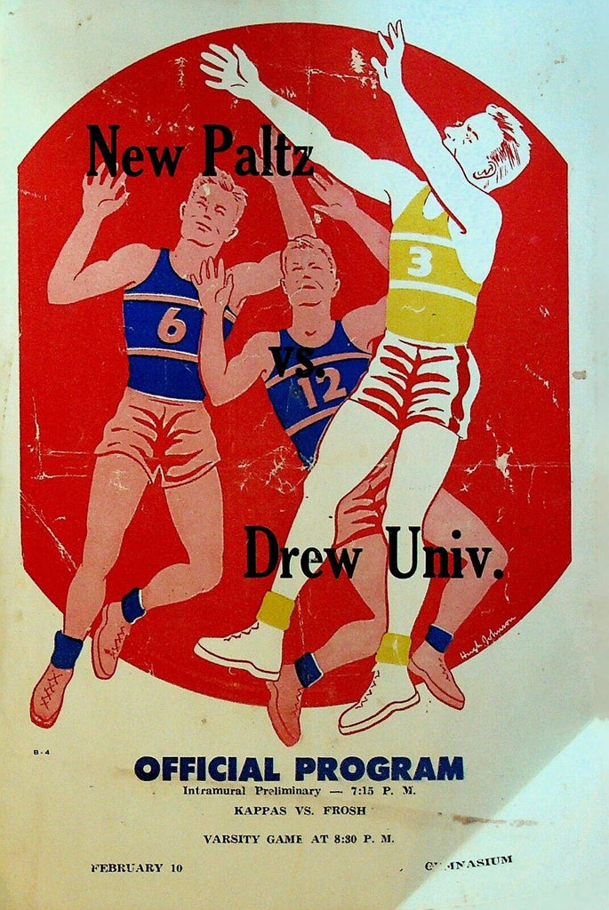 Drew University v New Paltz Basketball Program February 10 1950 NY