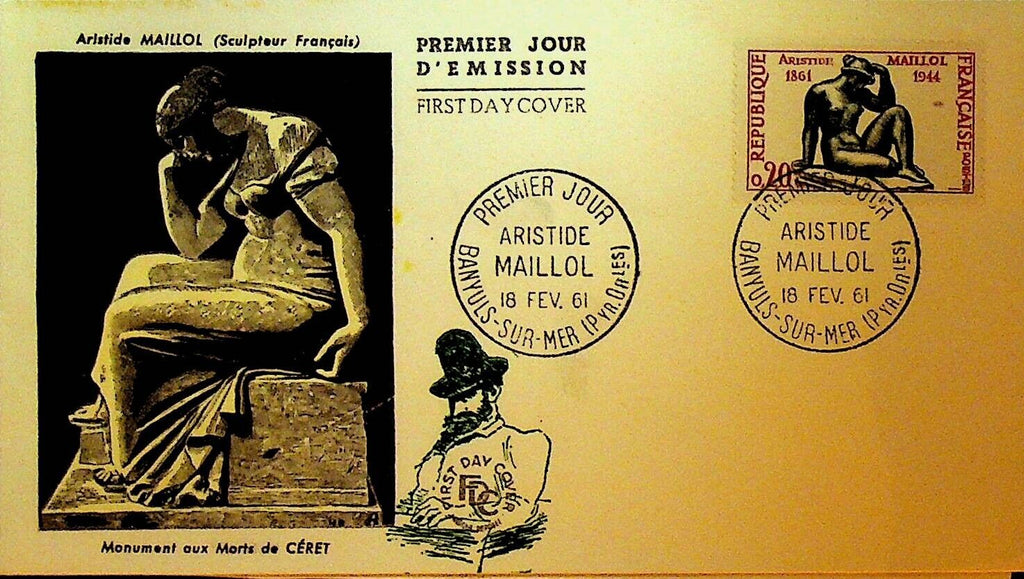 Aristide Maillol Sculptor France First Day Cover February 18 1961
