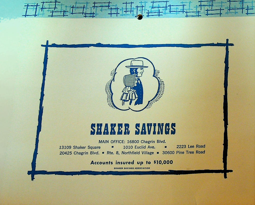 Shaker Savings Bank Calendar 1965 Shaker Heights Ohio0