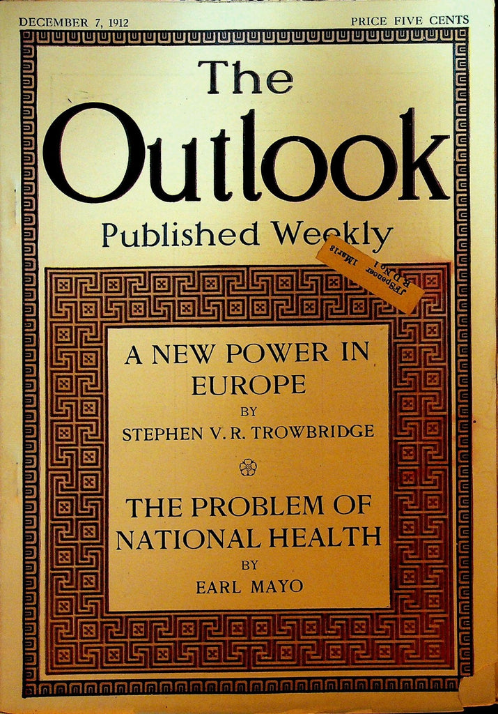 Outlook December 7 1912 Lawrence Strike Balkan War Football Becker Case0