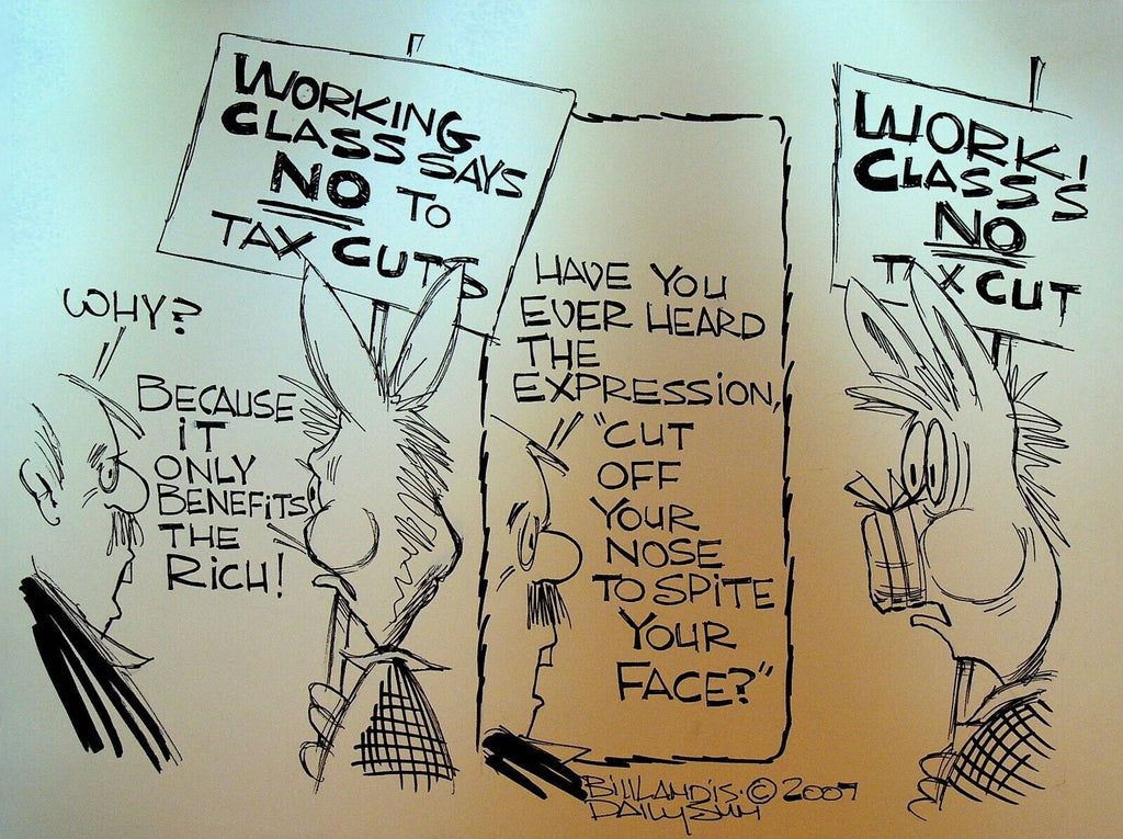 Bill Landis Original Cartoon Art The Villages Daily Sun 2007 Tax Cuts