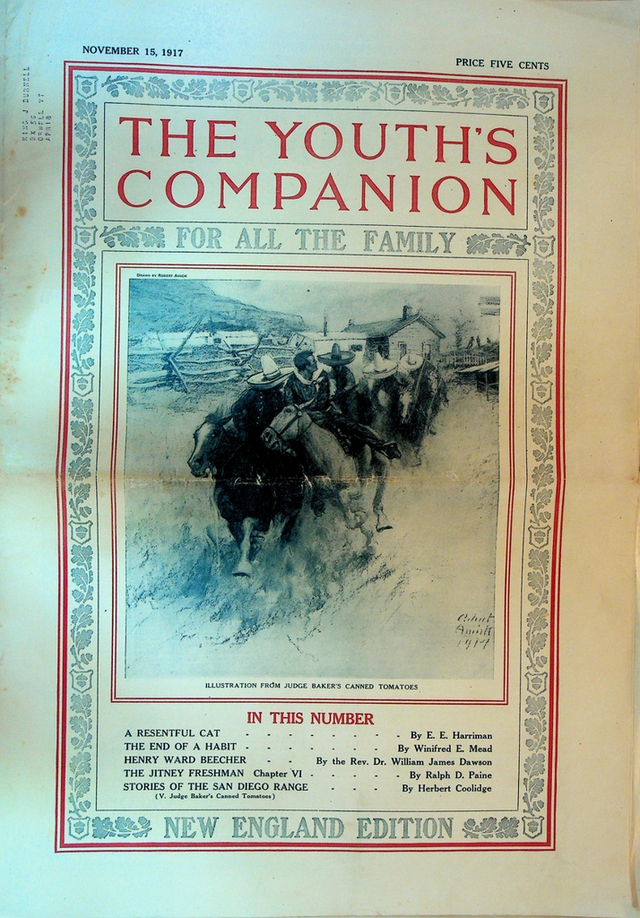 Youth's Companion November 15 1917 Henry Ward Beecher Herbert Coolidge0