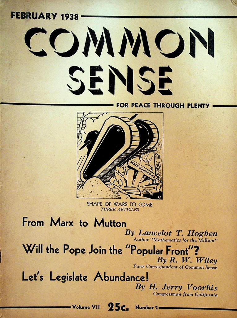 Common Sense Socialist Magazine February 1938 Shape of Wars to Come0
