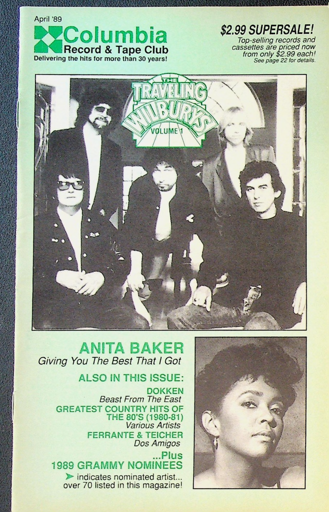 Columbia Record & Tape Club Catalog April 1989 Traveling Wilburys Anita Baker0