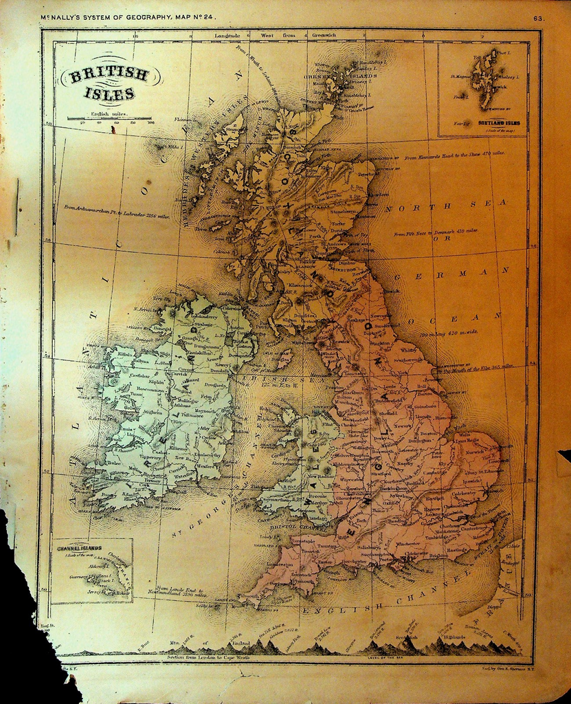 McNally's System of Geography 1860s Map 24 British Isles0