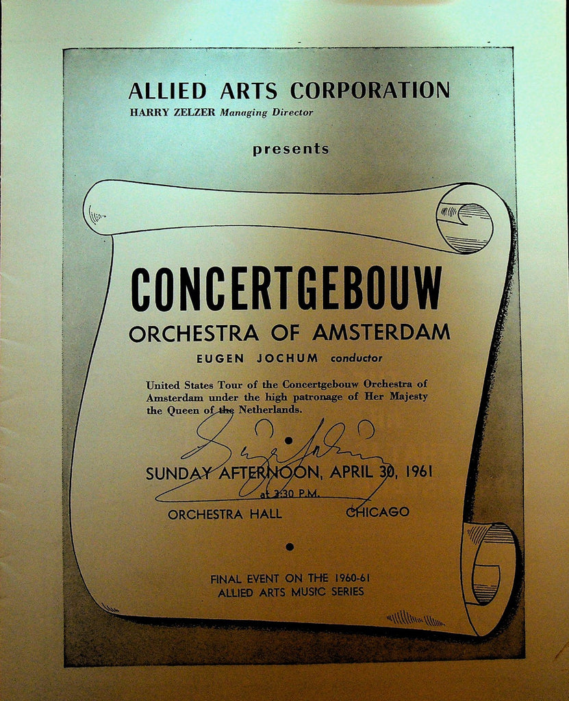 Eugen Jochum  Autographed Concert Program April 30 1961 Concertgebouw0