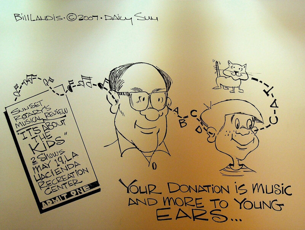 Bill Landis Original Cartoon Art The Villages Daily Sun 2007 Sunset Rotary