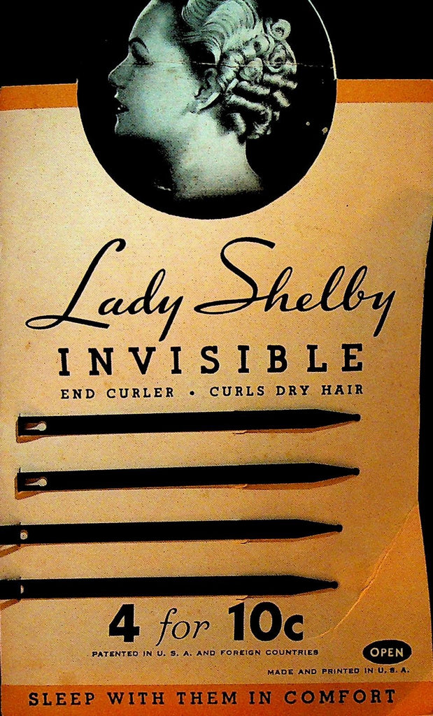 Lady Shelby Invisible End Curler on Card 1930s PL Shelby Co New York City0