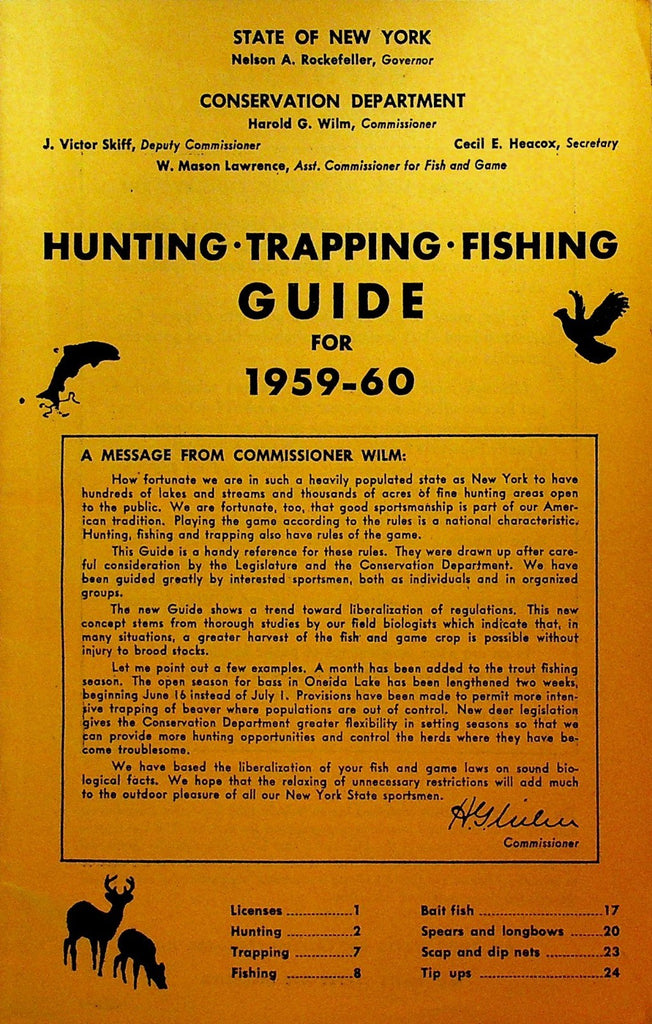 New York State Hunting Trapping Fishing Guide 1959 19600
