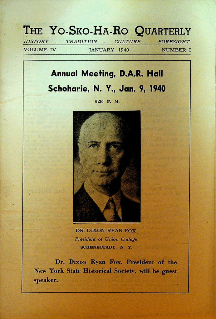 Yo Sko Ha Ro Quarterly Schoharie County NY January 1940 Dixon Ryan Fox0