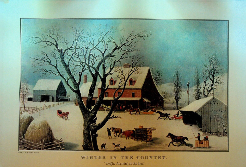 Currier & Ives Calendar Topper 1968 Winter in the Country Snow