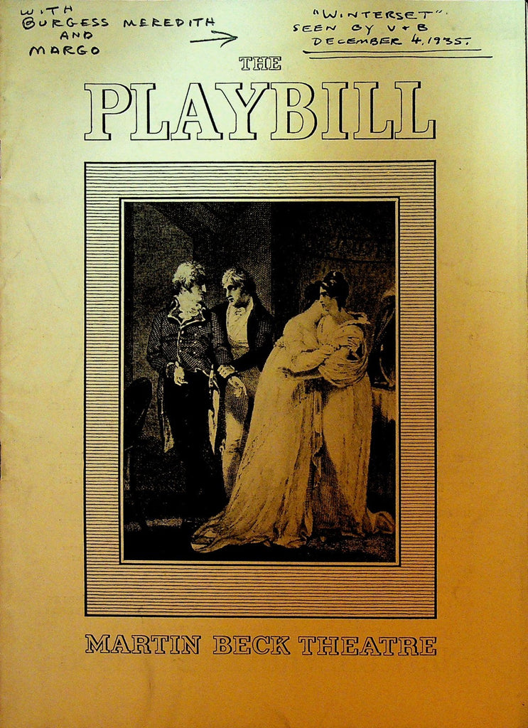Winterset Playbill December 2 1935 Margo Theodore Hecht Burgess Meredith0