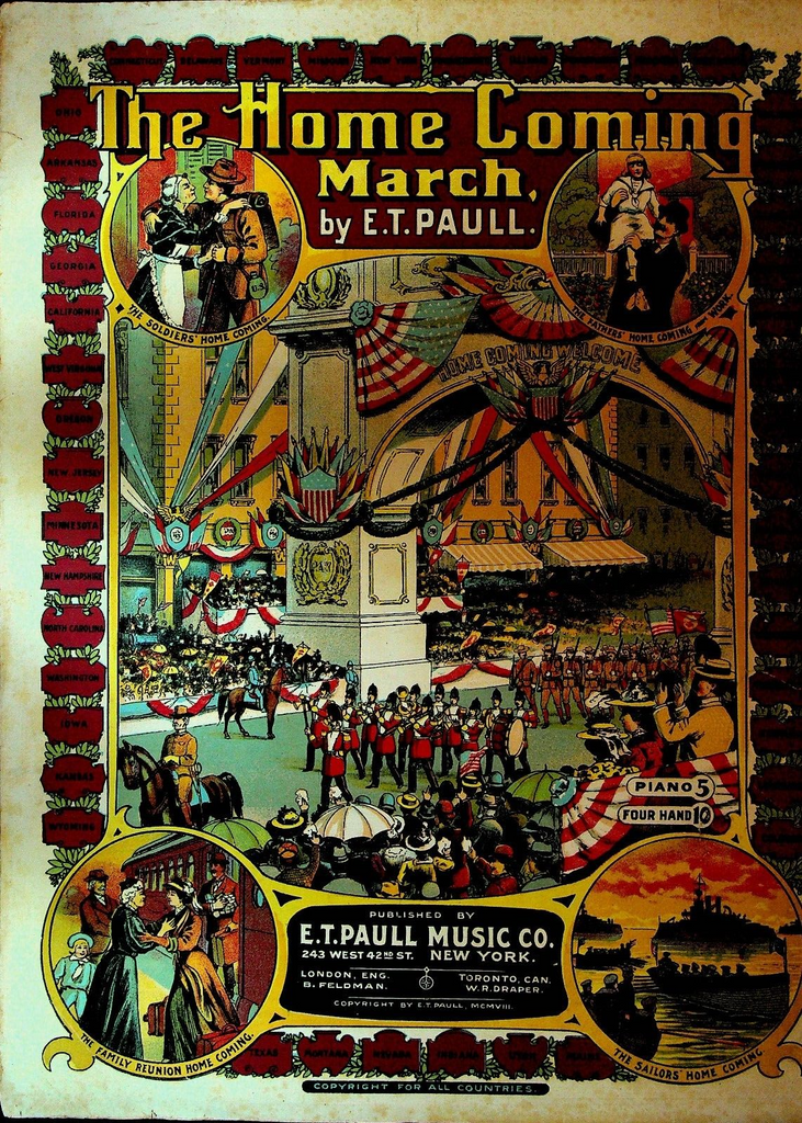 The Home Coming March Sheet Music ET Paull 1908