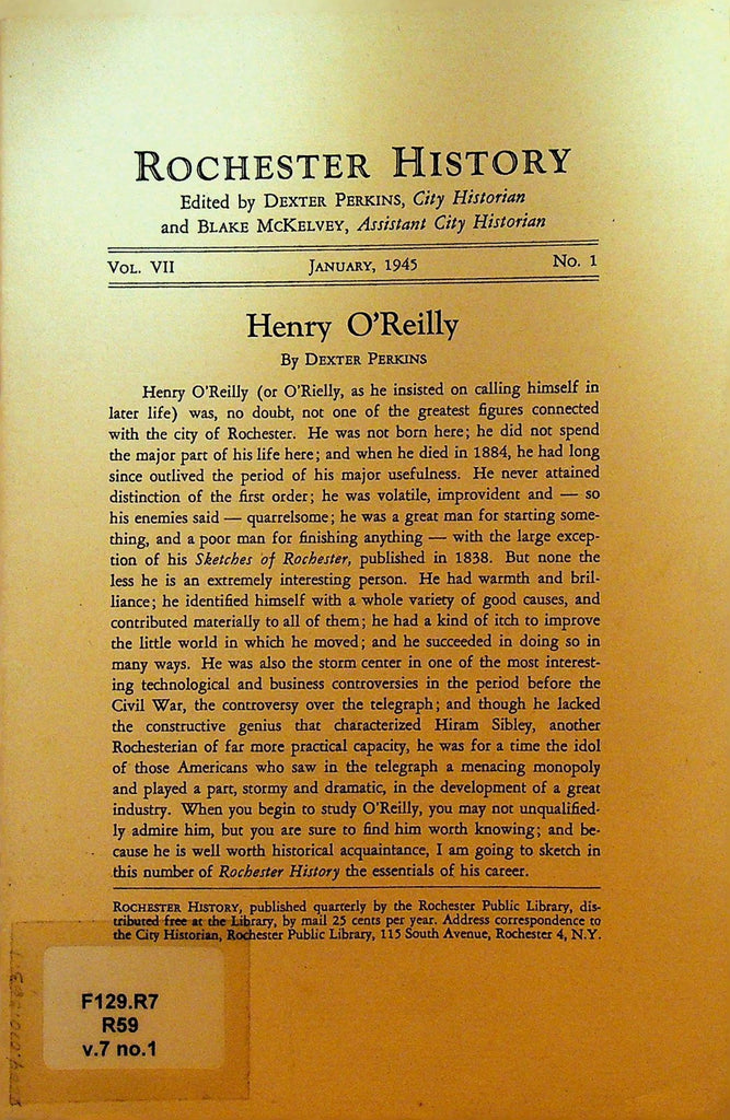 Rochester History NY January 1945 Henry O'Reilly0