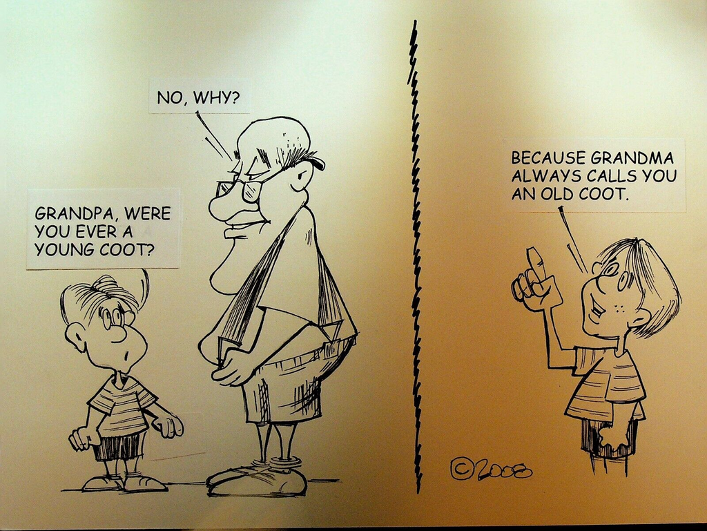 Bill Landis Original Cartoon Art The Villages Daily Sun 2008 Old Coot