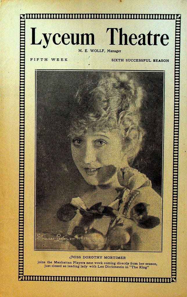 Here Comes the Bride Playbill May 20 1918 Manhattan Players Frank Muntz
