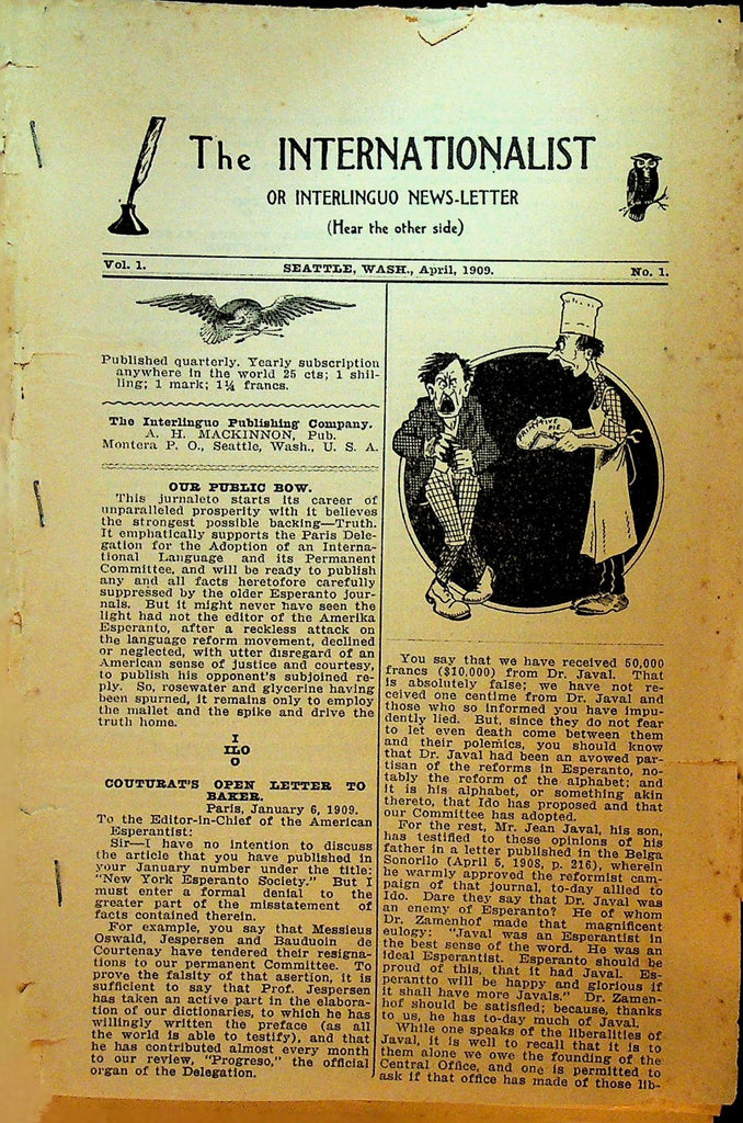 The Internationalist Interlinguo Newsletter April 1909 Esperanto v Ido0