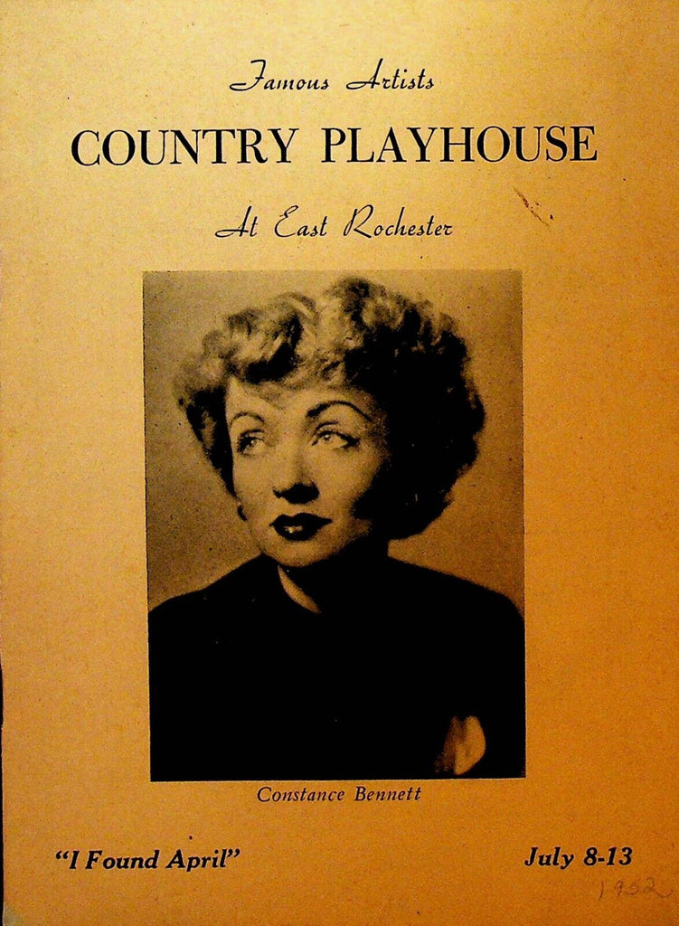 I Found April Playbill Constance Bennett July 8 1952 East Rochester NY