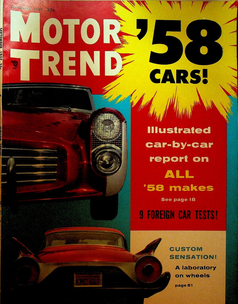 Motor Trend Magazine September 1957 1958 Cars Fiat Triumph Volvo DKW0