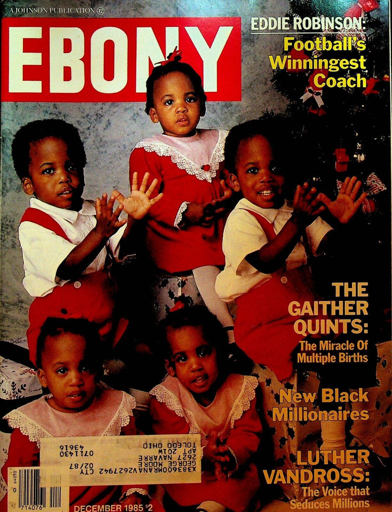 Ebony Magazine December 1985 Gaither Quints Luther Vandross Eddie Robinson