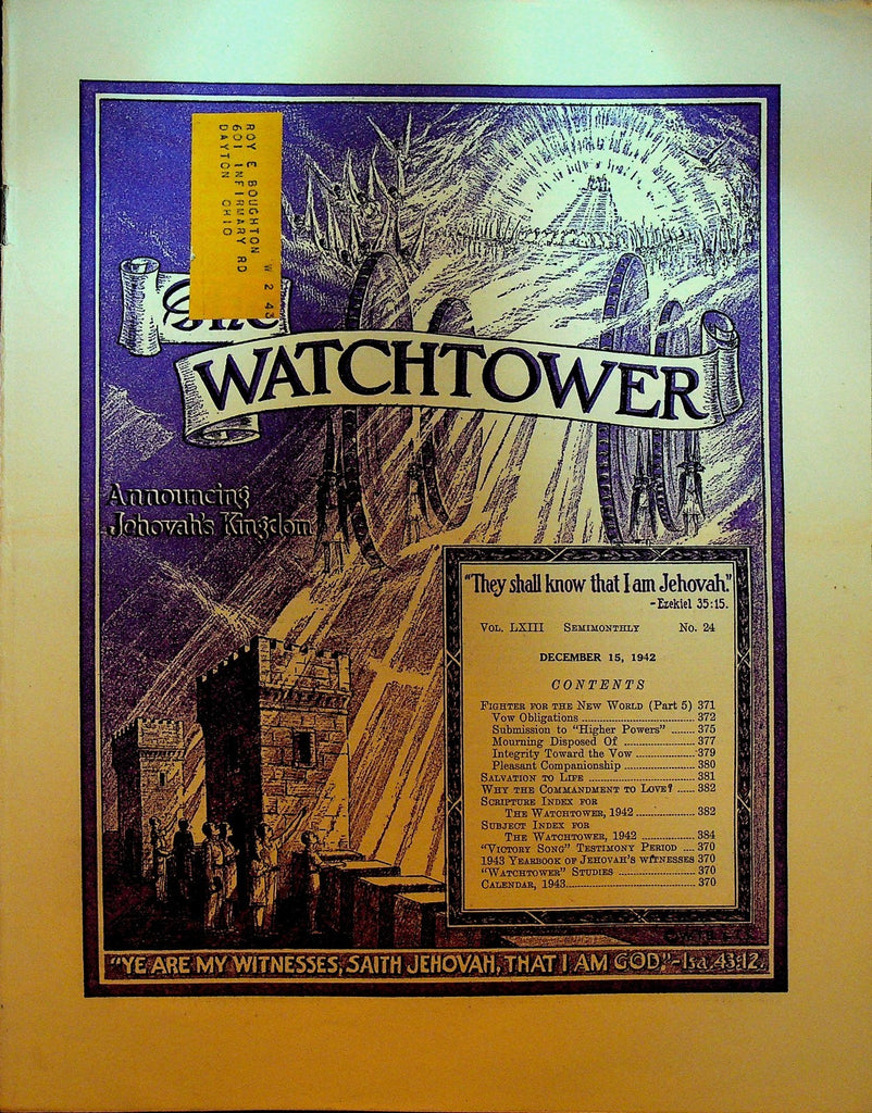 The Watchtower Magazine Jehovah's Witness December 15 1942 Fighter for New World0