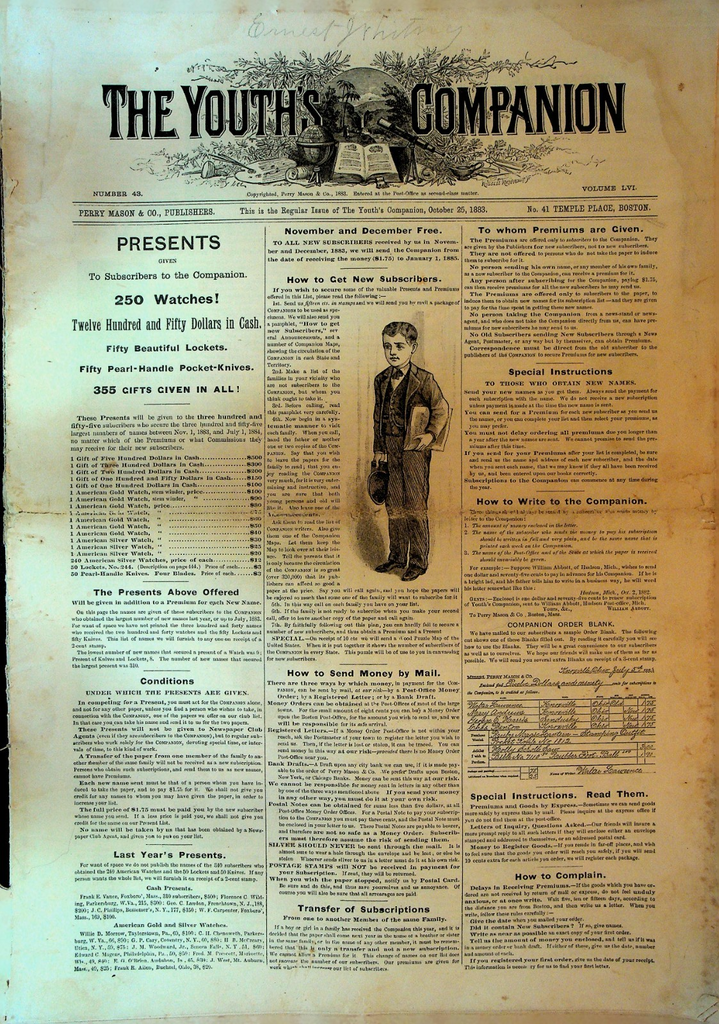 The Youth's Companion October 25 1883 Premium Catalog Jewelry Watches0