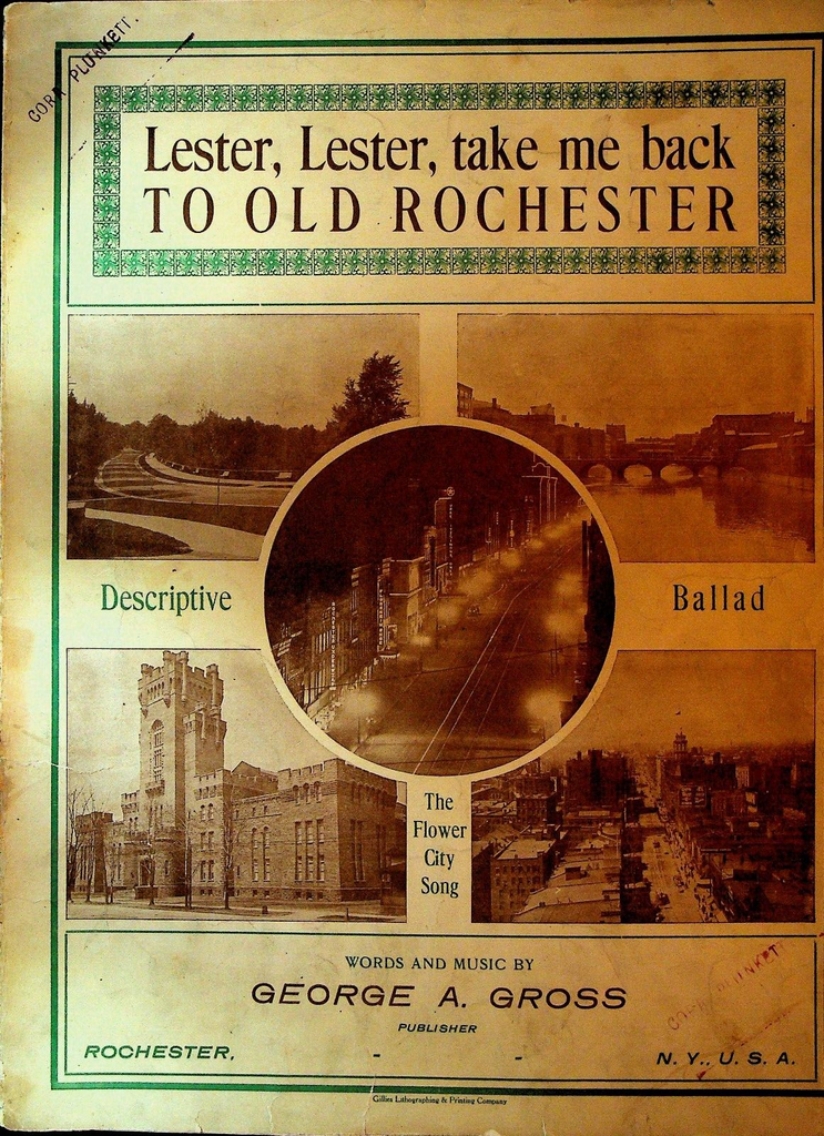 Lester Lester Take Me Back to Rochester NY 1910 Sheet Music