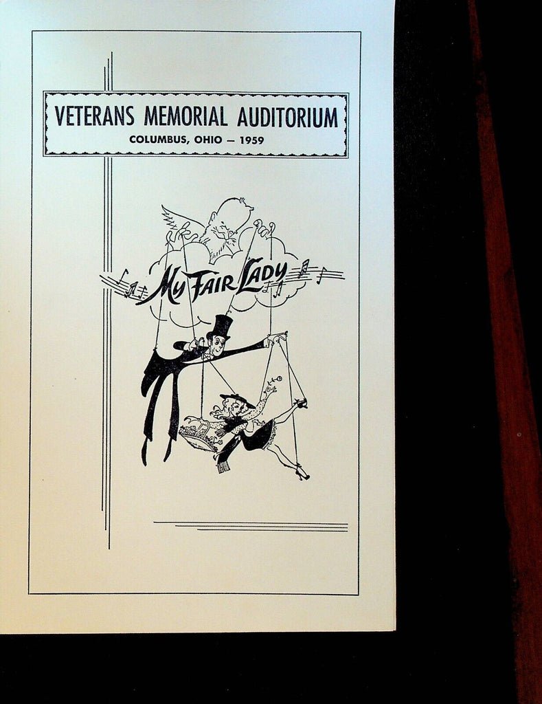 My Fair Lady Playbill Michael Evans Diane Todd April 18 1959 Columbus Ohio