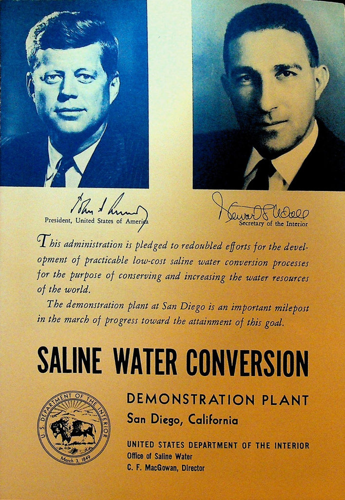 Saline Water Conversion Demonstration Plant Brochure San Diego JFK 19620