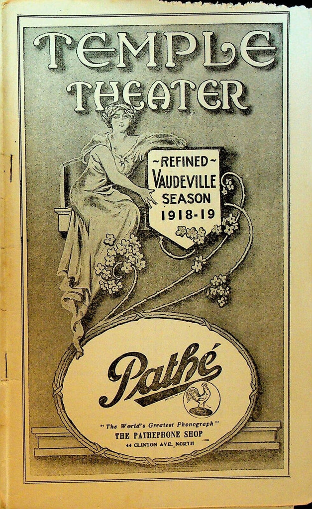Temple Theater 1918 Vaudeville Program George Jessel Frankie Heath Libonati