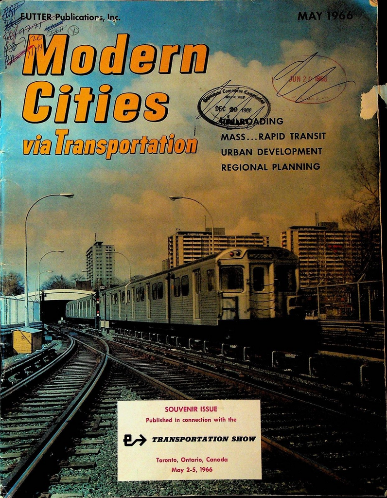 Modern Cities via Transportation Magazine May 1966 Toronto Subway