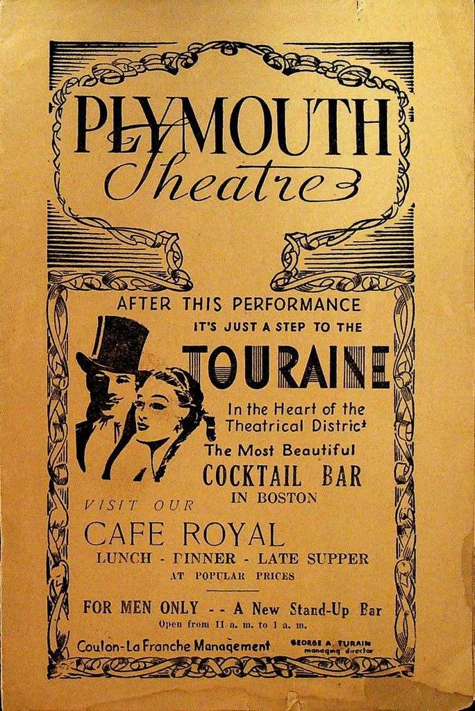 You Can't Take It With You Playbill 1930s Plymouth Theatre Ruth Oliphant0