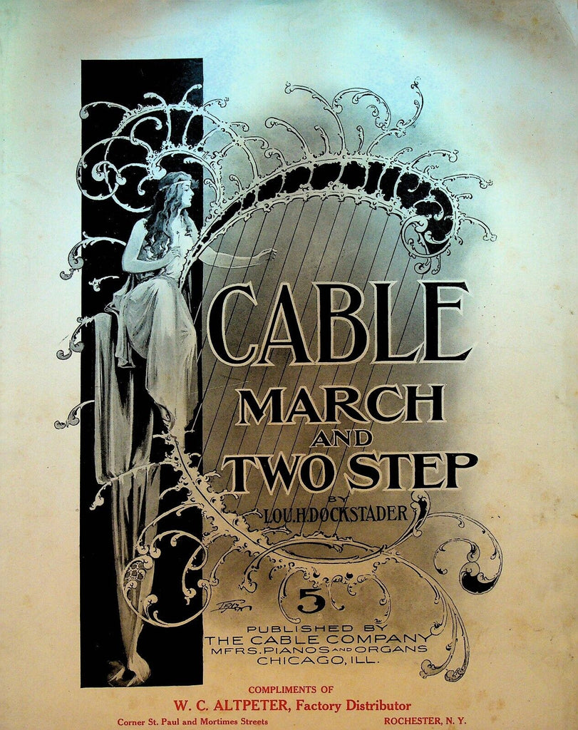 Cable March & Two Step 1903 Sheet Music Piano & Organ Manufacturer Cover 1