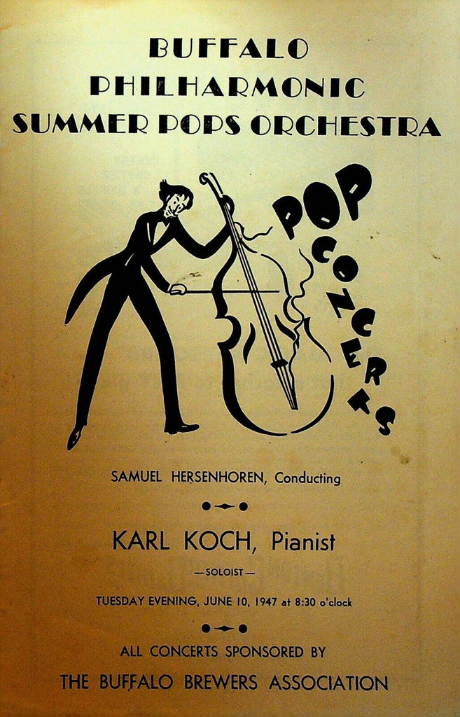 Buffalo Philharmonic Summer Pops Orchestra Program June 10 1947 Karl Koch